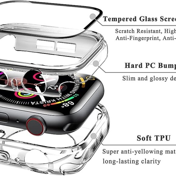 Apple Watch Case, Series 5, 7, SE, 6, 4 two pack Yellow & Clear - Picture 6 of 7